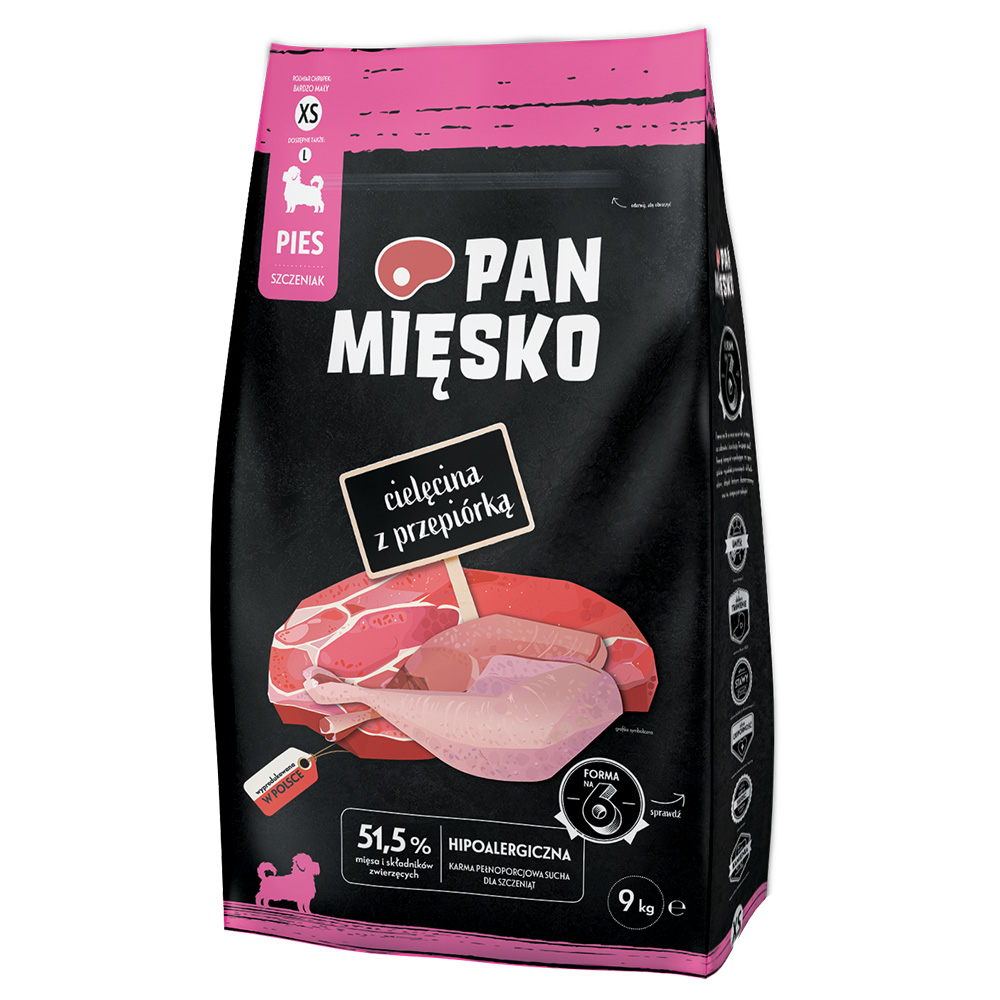 Pan Mięsko XS Puppy Kalb mit Wachteln - 9 kg von PAN MIĘSKO