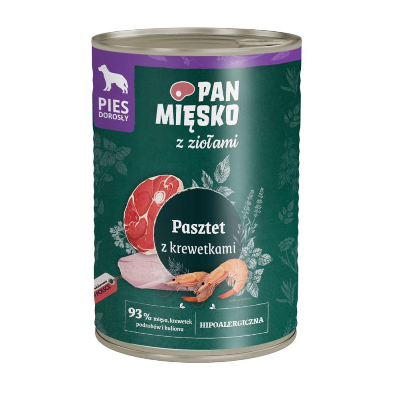 Sparpaket Pan Mięsko Dog 24 x 400 g - Pastete mit Garnelen von PAN MIĘSKO