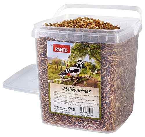PANTO Mehlwürmer – 900 g proteinhaltiges Wildvogelfutter, getrocknete Mehlwürmer für Wildvögel, Nager, Igel, Geflügel von PANTO