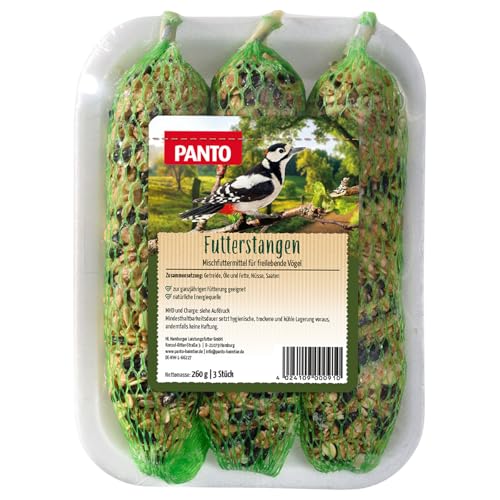 PANTO® Vogelfutter Futterstangen Getreideflocken Sonnemblummenkerne Weich- und Körnerfresser (24x 3 Stück) von PANTO