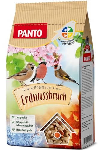 PANTO Erdnussbruch Vogelfutter 5 x 1 kg – energiereiches Vogelfutter aus Erdnusskernen, Wildvogelfutter aus halben & ganzen Erdnüssen für Futterplätze & Vogelhäuschen von PANTO