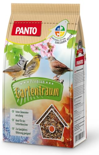 PANTO Gartentraum Sämereienmischung Wildvogelfutter 1 kg – Bunte Vogelfutter Mischung für Futterhäuschen & Futterspender, ganzjähriges Wildvogelfutter ideal für kleine Vogelarten von PANTO
