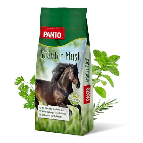 PANTO Pferdefutter Kräutermüsli mit Wisan-Lein 20 kg – verdauungsförderndes Pferdemüsli mit Omega-3 & 6 Fettsäuren, funktionales Pferdefutter für erhöhten Energiebedarf von PANTO