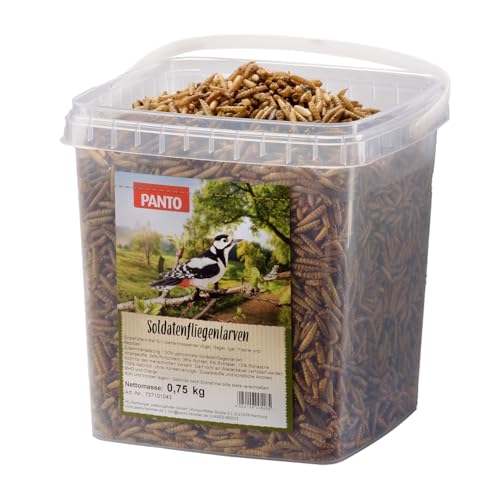 PANTO Soldatenfliegenlarven getrocknet – 750 g proteinreiches und fettreiches Wildvogelfutter, Proteinfutter für Vögel, Reptilien, Fische PANTO Soldatenfliegenlarven getrocknet – 750 g proteinreiches und fettreiches Wildvogelfutter, Proteinfutter für Vögel, Reptilien, Fische von PANTO