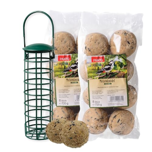 PANTO Wildvogelfutter Meisenknödel-Set inkl. Meisenknödelspender & 2x8er Set netzloser Meisenknödel, nachhaltige Futterstation für Meisenfutter, energiereiches Vogelfutter PANTO Wildvogelfutter Meisenknödel-Set inkl. Meisenknödelspender & 2x8er Set netzloser Meisenknödel, nachhaltige Futterstation für Meisenfutter, energiereiches Vogelfutter von PANTO