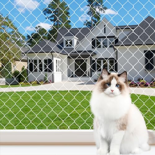 PANYI Katzennetz Für Balkon Katzennetz Für Balkon Ohne Bohren Katzennetz Fenster Schutznetz Katze 10 X 3M Ohne Bohren Katzennetz Zur Befestigung An Terrasse Treppe Fenster Und Tür (Weiß) von PANYI
