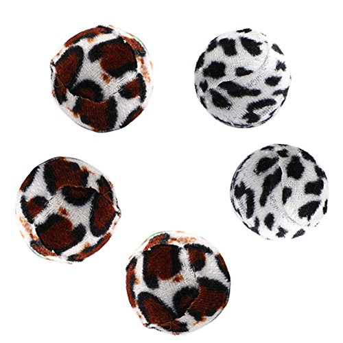 PAPABA 5 Stück Katze Kätzchen Lustiges Zebrast Reifen Leopard Ball Spiel Spielzeug Teaser Interaktiv Zufällige Farbe von PAPABA