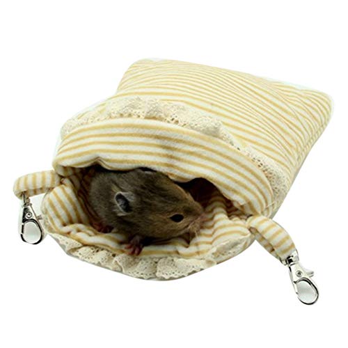 PAPABA Hamster Chinchillas Kleines Haustier Winter Warm Plüsch Schlafsack Beutel Haus Gelb von PAPABA