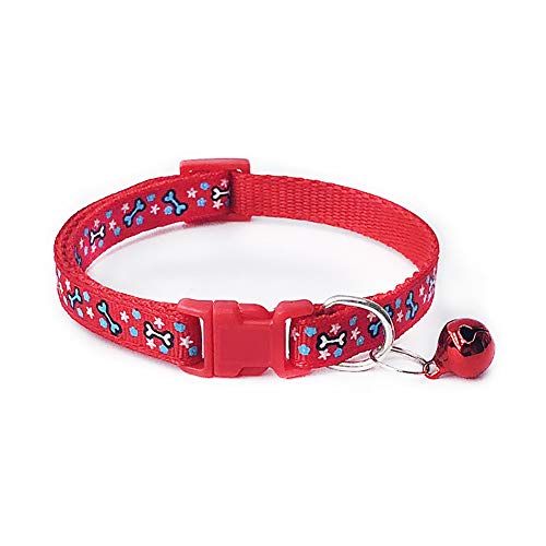 PAPABA Hundekatze Knochendruckglocke Verstellbare Schnalle Kragen Halskette Halsband Haustier Rot von PAPABA