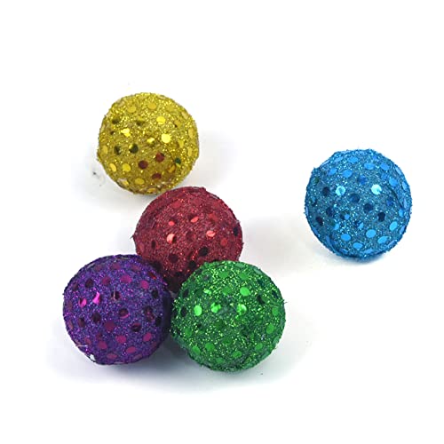 PAPABA Katzen-Ball-Spielzeug, helle Farbe, Haustier, Katze, Kätzchen, Pailletten-Ball-Spielzeug, lindert Langeweile, Kratzfest 5pcs von PAPABA