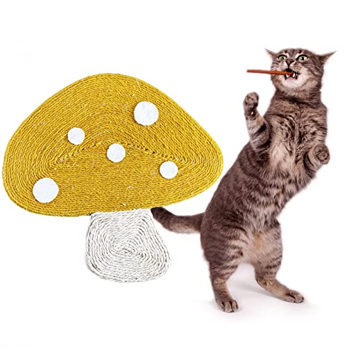 PAPABA Kratzbaum für Katzen, gesunder Pilz, Katzenspielzeug, Krallenbrett, Krallenschärfer, bissfest Gelb von PAPABA