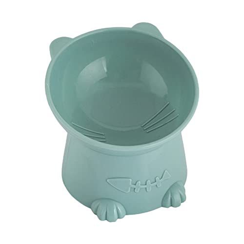 PAPABA Pet Feeder Bowl Stable Cats Dogs Water Feeder Dish Plate Protect Cervical Spine Cartoon Cat Shape Blau von PAPABA