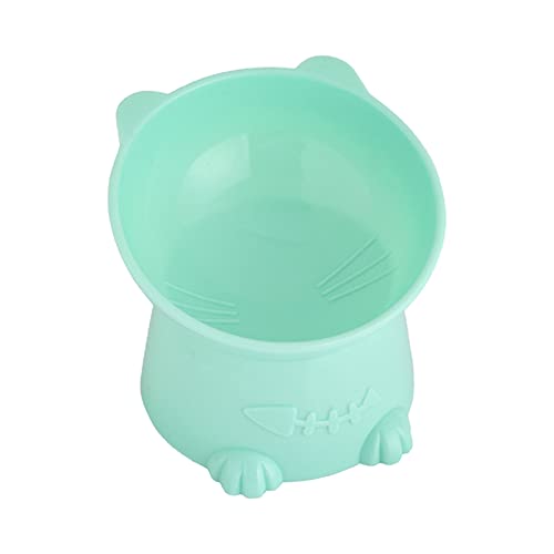 PAPABA Pet Feeder Bowl Stable Cats Dogs Water Feeder Dish Plate Protect Cervical Spine Cartoon Cat Shape Grün von PAPABA