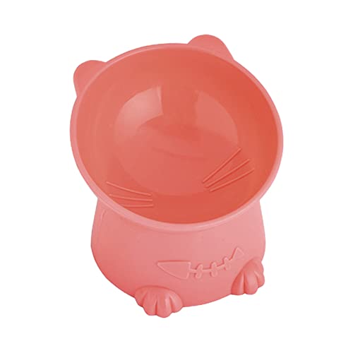 PAPABA Pet Feeder Bowl Stable Cats Dogs Water Feeder Dish Plate Protect Cervical Spine Cartoon Cat Shape Rosa von PAPABA