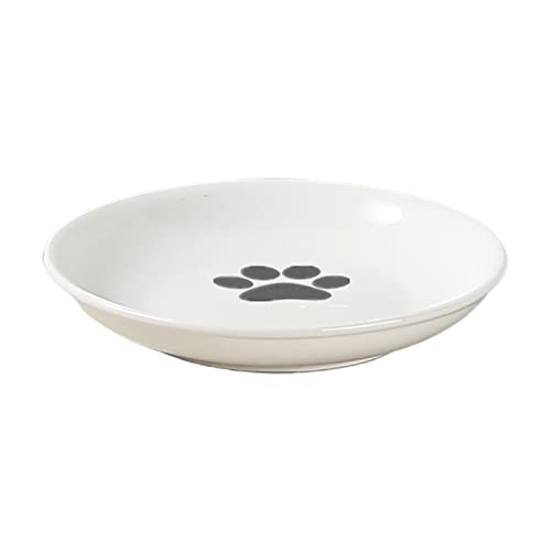 PAPABA Pet Food Bowl Solid Cats Dogs Food Snacks Dish Plate Schützen Halswirbel stabil Weiß 2 von PAPABA
