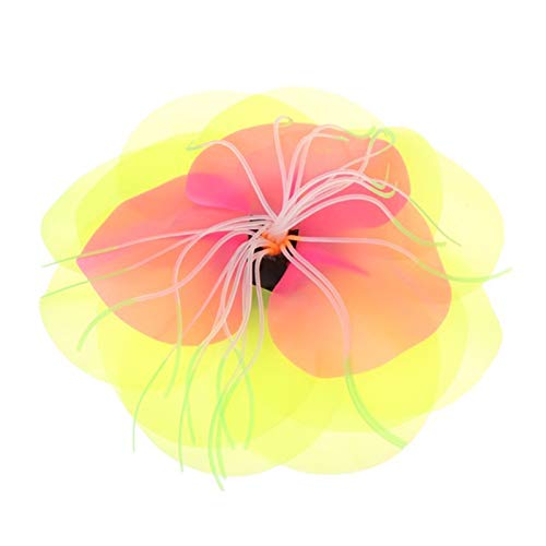 PAPABA Simulation fluoreszierender Blumen-Fisch-Tank-Dekor des bunten Lotus-Aquariums Gelb von PAPABA