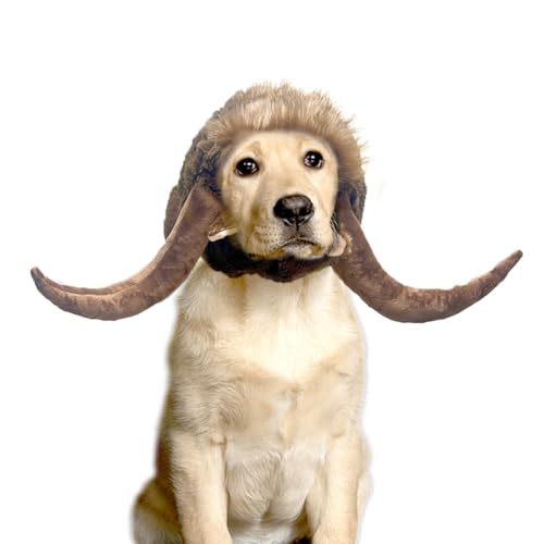 PAPIEEED Bullhorn Perücke für Haustier Hund Kostüm Cosplay, Rinder Kopfbedeckung Kostüme, Ochse Dämon für Thanksgiving Weihnachten Party von PAPIEEED