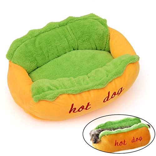 PAPIEEED Hotdog Haustier-Hundebett, warmes Hundehütte, Katzennest, waschbar, abnehmbares Katzensofa von PAPIEEED