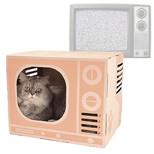 PAPIEEED Katzenkratzer Vintage TV Form Karton Katzenkratzunterlage Katzenkratzhöhle Bett von PAPIEEED