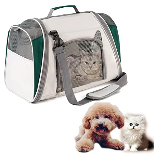 PAPIEEED Reise-Tragetasche für Haustiere, tragbare Reisetasche für Zuhause, Haustier-Reisetasche mit Taschen für Katzen und kleine Hunde, faltbare Haustier-Tragetasche mit abnehmbarem Fleece-Pad für Welpen und Kätzchen von PAPIEEED