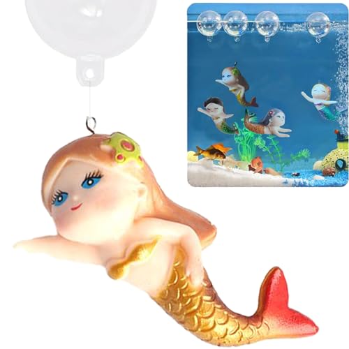 PAPIEEED Schwimmende Meerjungfrau Aquarium Dekoration, Cartoon Aquarium Dekorationen für Wassertiere zum Spielen von Harz, Aquarium-Ornamenten, geeignet für alle Arten von Aquarien von PAPIEEED