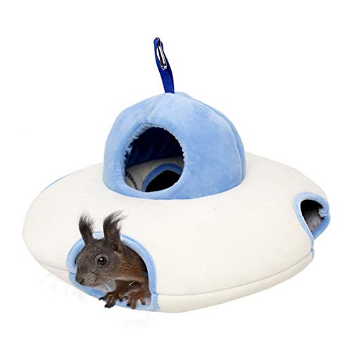 Winter kleines Haustierbett, Fliegende Untertasse Hamster Nest Maus Haus Hängematte Zucker Segelflugzeug Käfig Zubehör, Bett für kleine Tiere von PAPIEEED