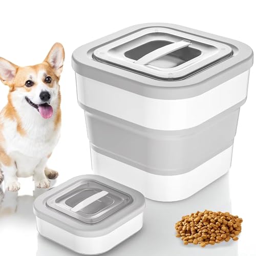 PAPIFEED Hundefutter-Aufbewahrungsbehälter, 4,5–6,8 kg, zusammenklappbarer Hundefutterbehälter, magnetisch, luftdicht, mit Messbecher, verschließbarer Trockenfutterbehälter für Hunde, Katzen und von PAPIFEED
