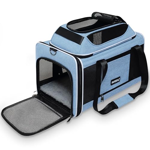 PAPZER Katzentragetasche, erweiterbar, 45,7 x 28,9 x 28,9 cm, von United Delta zugelassene Hundetragetasche, weiche Haustier-Tragetasche, Untersitz in der Kabine, Welpen-Reisebox, Kätzchen, von PAPZER