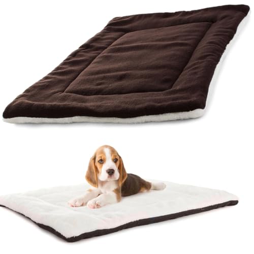 PARENCE. - Kissenmatte für Hunde und Katzen, 50 x 35 cm, wendbar, Braun & Weiß, weiche und Bequeme Matratze, waschbar, für Tiere – rutschfest und leicht von PARENCE