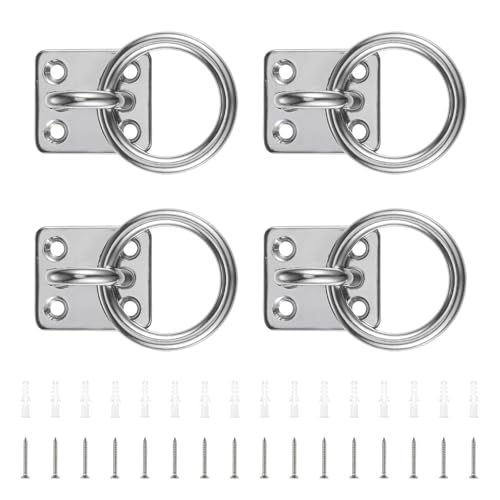 PARFCO Augplatte Edelstahl, 4 Stück 304 Edelstahl Augplatte mit Ring, 8 mm Öse, Quadratisch Anbindering Pferd, mit Schrauben und Spreizrohr für Holzpfosten, Massivwände, Decken PARFCO Augplatte Edelstahl, 4 Stück 304 Edelstahl Augplatte mit Ring, 8 mm Öse, Quadratisch Anbindering Pferd, mit Schrauben und Spreizrohr für Holzpfosten, Massivwände, Decken von PARFCO