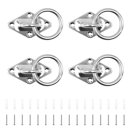 PARFCO Augplatte Edelstahl, 4 Stück 304 Edelstahl Augplatte mit Ring, 8 mm Öse, Rautenförmig Anbindering Pferd, mit Schrauben und Spreizrohr für Holzpfosten, Massivwände, Decken PARFCO Augplatte Edelstahl, 4 Stück 304 Edelstahl Augplatte mit Ring, 8 mm Öse, Rautenförmig Anbindering Pferd, mit Schrauben und Spreizrohr für Holzpfosten, Massivwände, Decken von PARFCO