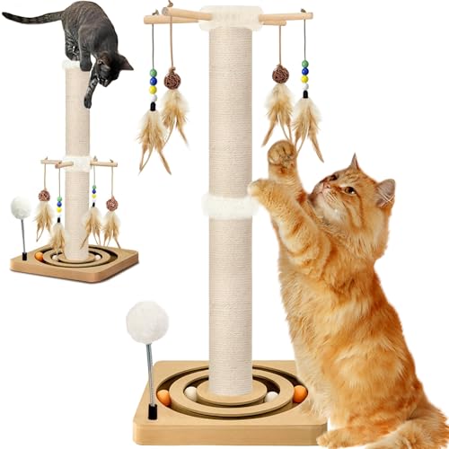 Kratzbaum hoch 33 Zoll, Sisal, Interaktives Möbelspielzeug für Indoor Katzen Erwachsene, 2 Befestigungsmethoden Großer Kratzbaum Turm mit Aufhängung und Kugelbahn, Aktivitätszentrum für jedes Alter Kratzbaum hoch 33 Zoll, Sisal, Interaktives Möbelspielzeug für Indoor Katzen Erwachsene, 2 Befestigungsmethoden Großer Kratzbaum Turm mit Aufhängung und Kugelbahn, Aktivitätszentrum für jedes Alter von PAROTO