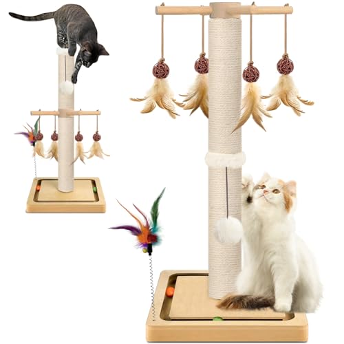 PAROTO Kratzbaum für Katzen, Sisal für erwachsene Katzen, für den Innenbereich, mit hängender Kugel und Rillen von PAROTO