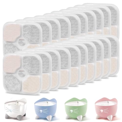 PARTSEE 20 Stk Katzenbrunnen Filter für Catit Pixi Trinkbrunnen (2,5L) – Dreifaches Filtersystem mit Aktivkohle & Harz, Katzen Wasserfilter einzeln verpackt für 43717 Catit von PARTSEE