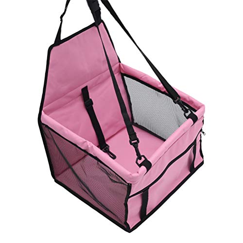 Haustier Hund Katze Sitz Tragetasche Oxford Atmungsaktiv Faltbar mit Gürtel Auto Schutz Mesh Box Welpen Schlafen Bett Outdoor Taschen (Pink) von PASPRT