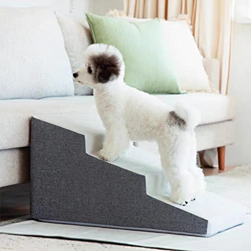 Hundetreppe für kleine Hunde, extra breite Haustierstufen, erhöhte Bett-Hundestufen, ideal für verletzte Hunde, ältere Hunde und Katzen (Grey 40 * 80 * 48CM) von PASPRT