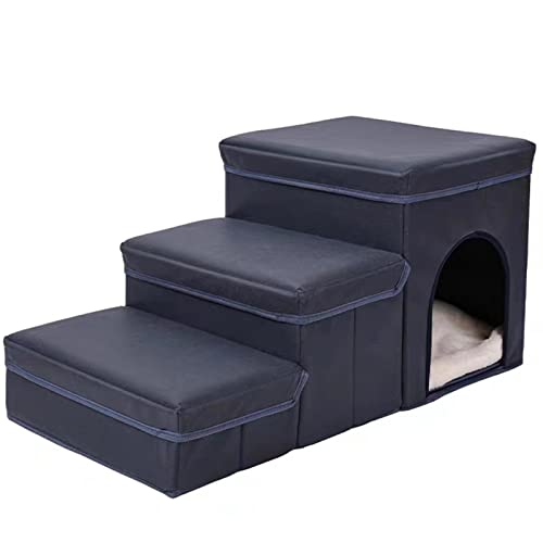 Klappbare Hundetreppe, geeignet für kleine Hunde mit klappbaren Hundestufen, ultrabreite Haustierstufen, langlebig, stark belastbar (Blue) von PASPRT