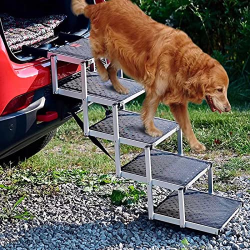 Zusammenklappbare Haustiertreppe, tragbare Hunde-/Katzenleiter fürs Auto, super breite Haustierstufe für große Hunde, Haustiertreppe für den Innen- und Außenbereich (67x98x43cm) von PASPRT