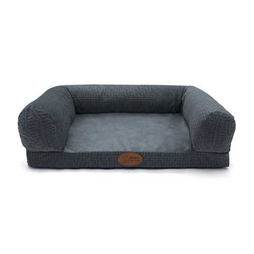 PATAM Hunde- und Katzenbett, Hundebett für Haustiere, Abnehmbarer Bezug, rutschfeste Unterseite, erhältlich in 4 Größen – Moon Dunkelgrau, Small 55 x 40 x 16 cm von PATAM