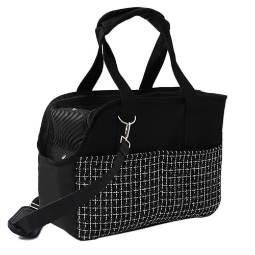 Patazone Hunde-Geldbörse für kleine Hunde, gemütlich, Plüsch, Haustier-Tragetasche, Outdoor, Picknick, Einkaufen, Damen, luxuriöser Stil (schwarz) von PATAZONE