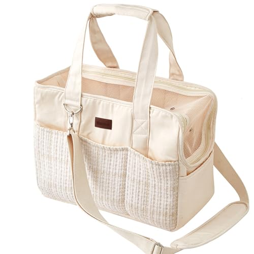Patazone Hunde-Geldbörse für kleine Hunde, gemütliche Plüsch-Haustier-Tragetasche (Beige) von PATAZONE