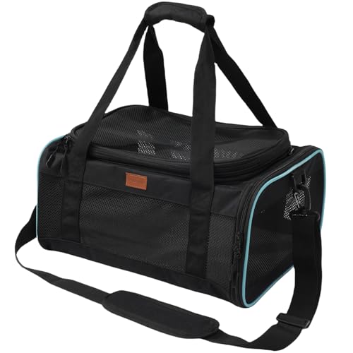 Patazone Schwarze Tragetasche für Katzen, kleine Hundetasche, oben erweiterbar, von Fluggesellschaften zugelassen, garantiert auf Carbin-Board (neu, schwarz) von PATAZONE