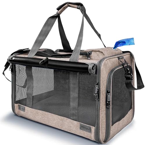 Patazone Tragetasche für kleine Hunde, weiche Seiten, für mittelgroße und große Katzen, große Tasche, atmungsaktiv, Sonnenschutz, Haustier-Tragetasche, Outdoor, Reisen, Kätzchen, Zwinger (Khaki) Patazone Tragetasche für kleine Hunde, weiche Seiten, für mittelgroße und große Katzen, große Tasche, atmungsaktiv, Sonnenschutz, Haustier-Tragetasche, Outdoor, Reisen, Kätzchen, Zwinger (Khaki) von PATAZONE
