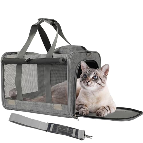 Patazone Tragetasche für kleine Hunde, weiche Seiten für mittelgroße Katzen, Welpen, große Tasche, atmungsaktiv, Sonnenschutz, Haustier-Transporttasche, Sichtschutz, Outdoor, Reisen, Kätzchen, Zwinger von PATAZONE
