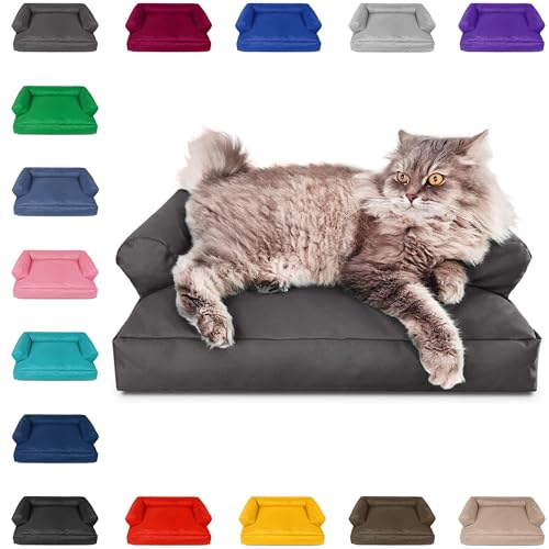 PatchHome Katzenbett – Oeko-TEX Zertifiziert – Katzenmöbel – mit recyceltem Styropor gefüllt – Katzensofa – Made in Germany – 50x40x15 cm – Anthrazit von PATCH HOME