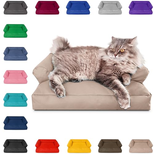 PatchHome Katzenbett – Oeko-TEX Zertifiziert – Katzenmöbel – mit recyceltem Styropor gefüllt – Katzensofa – Made in Germany – 50x40x15 cm – Beige von PATCH HOME