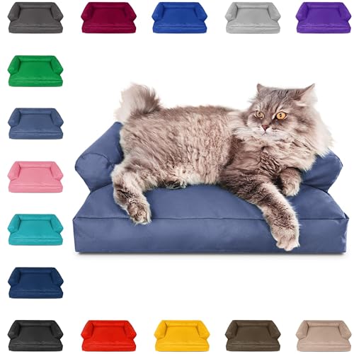 PatchHome Katzenbett – Oeko-TEX Zertifiziert – Katzenmöbel – mit recyceltem Styropor gefüllt – Katzensofa – Made in Germany – 50x40x15 cm – Blaugrau von PATCH HOME