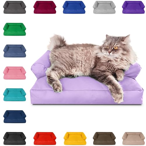 PatchHome Katzenbett – Oeko-TEX Zertifiziert – Katzenmöbel – mit recyceltem Styropor gefüllt – Katzensofa – Made in Germany – 50x40x15 cm – Flieder von PATCH HOME