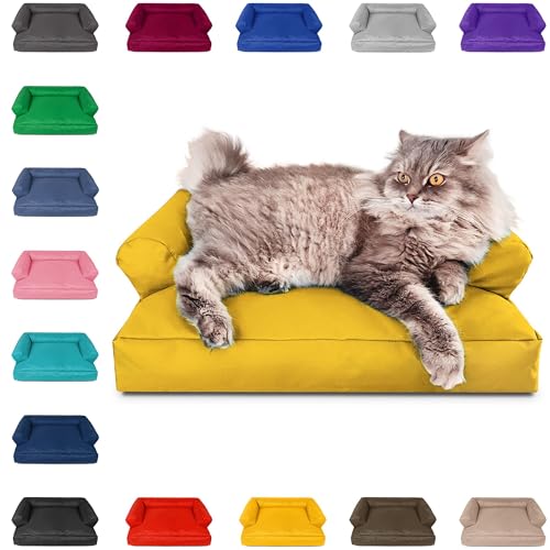 PatchHome Katzenbett – Oeko-TEX Zertifiziert – Katzenmöbel – mit recyceltem Styropor gefüllt – Katzensofa – Made in Germany – 50x40x15 cm – Gelb von PATCH HOME