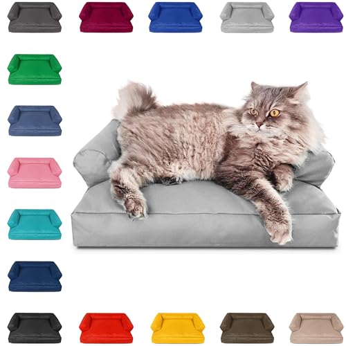 PatchHome Katzenbett – Oeko-TEX Zertifiziert – Katzenmöbel – mit recyceltem Styropor gefüllt – Katzensofa – Made in Germany – 50x40x15 cm – Grau von PATCH HOME